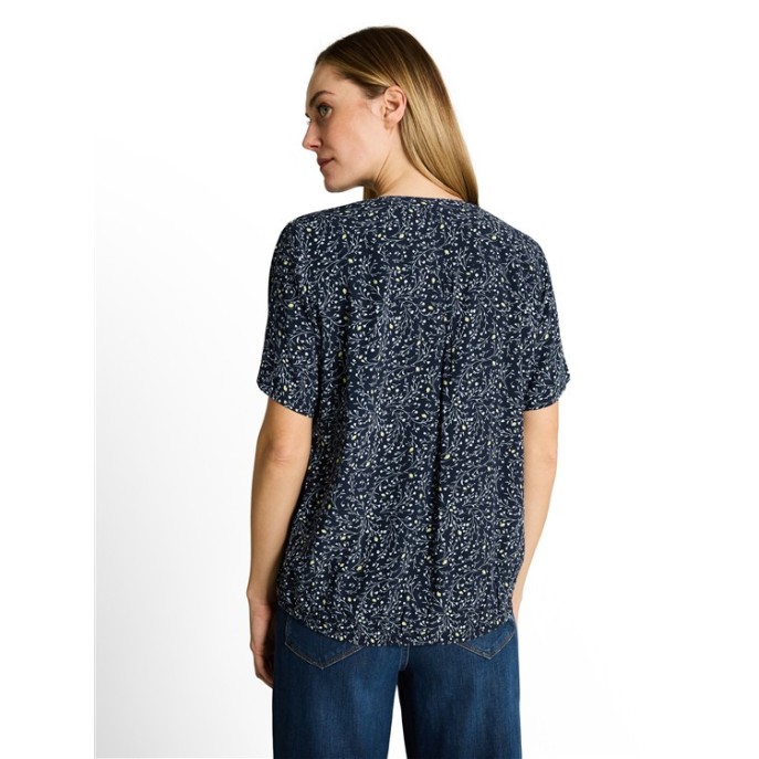 Tom Tailor blouse1049796 Marine wit lichtblauw geel